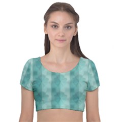 Geometric Design 14 Velvet Short Sleeve Crop Top 