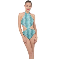 Geometric Design 14 Halter Side Cut Swimsuit