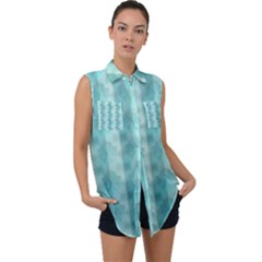 Geometric Design 14 Sleeveless Chiffon Button Shirt