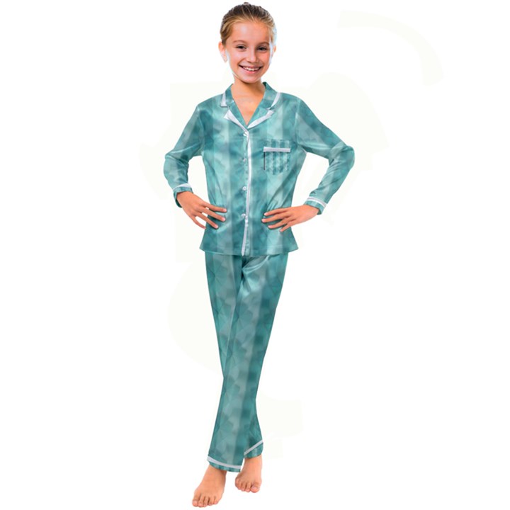 Geometric Design 14 Kids  Satin Long Sleeve Pajamas Set