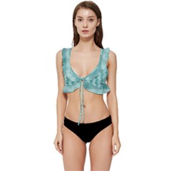 Geometric Design 14 Low Cut Ruffle Edge Bikini Top