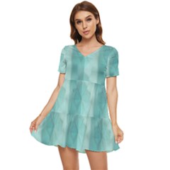 Geometric Design 14 Tiered Short Sleeve Babydoll Dress