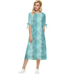 Geometric Design 14 Bow Sleeve Chiffon Midi Dress