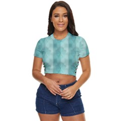 Geometric Design 14 Side Button Cropped T-shirt