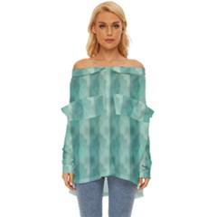 Geometric Design 14 Off Shoulder Chiffon Pocket Shirt