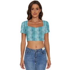 Geometric Design 14 Short Sleeve Square Neckline Crop Top 