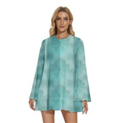 Geometric Design 14 Round Neck Long Sleeve Bohemian Style Chiffon Mini Dress