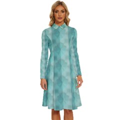 Geometric Design 14 Long Sleeve Shirt Collar A-line Dress