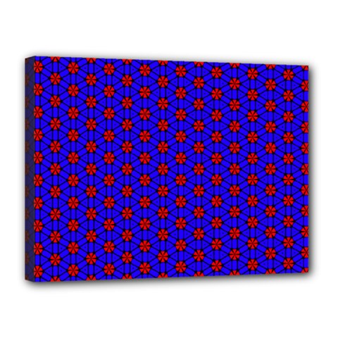 Blue Pattern Red Texture Canvas 16  X 12  (stretched)