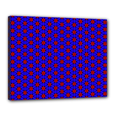 Blue Pattern Red Texture Canvas 20  X 16  (stretched)