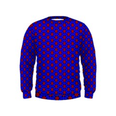 Blue Pattern Red Texture Kids  Sweatshirt