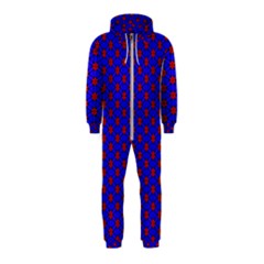 Blue Pattern Red Texture Hooded Jumpsuit (kids)