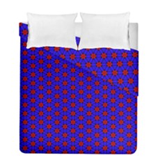 Blue Pattern Red Texture Duvet Cover Double Side (full/ Double Size)