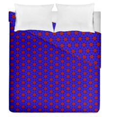 Blue Pattern Red Texture Duvet Cover Double Side (queen Size)