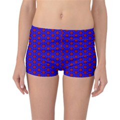 Blue Pattern Red Texture Reversible Boyleg Bikini Bottoms