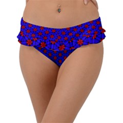 Blue Pattern Red Texture Frill Bikini Bottoms