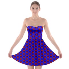 Blue Pattern Red Texture Strapless Bra Top Dress