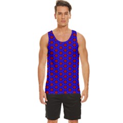 Blue Pattern Red Texture Men s Wide Collar Tank Top