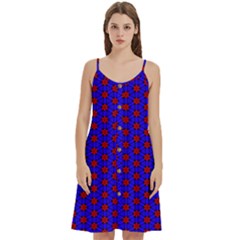 Blue Pattern Red Texture Women s Spaghetti Strap Pullover Cami Dress