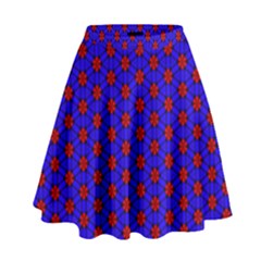 Blue Pattern Red Texture High Waist Skirt