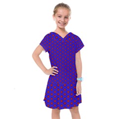 Blue Pattern Red Texture Kids  Drop Waist Dress