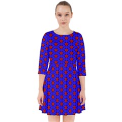 Blue Pattern Red Texture Smock Dress