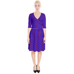 Blue Pattern Red Texture Wrap Up Cocktail Dress