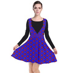 Blue Pattern Red Texture Plunge Pinafore Dress