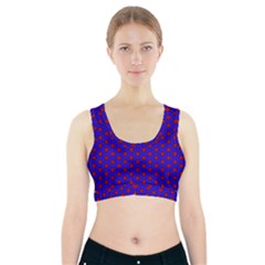 Blue Pattern Red Texture Sports Bra With Pocket