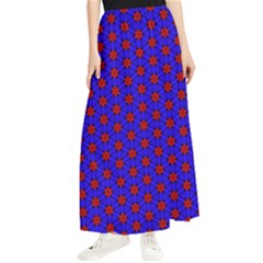 Blue Pattern Red Texture Maxi Chiffon Skirt