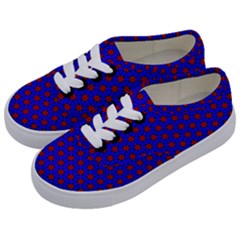 Blue Pattern Red Texture Kids  Classic Low Top Sneakers