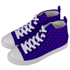 Blue Pattern Red Texture Women s Mid-top Canvas Sneakers