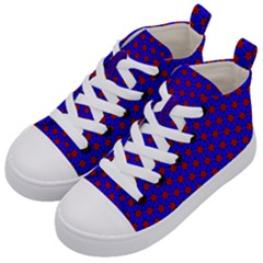 Blue Pattern Red Texture Kids  Mid-top Canvas Sneakers