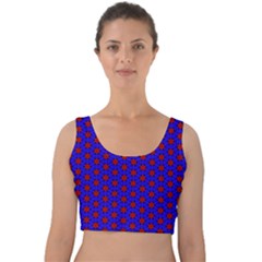 Blue Pattern Red Texture Velvet Crop Top