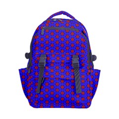 Blue Pattern Red Texture Carry-on Double Buckle Travel Backpack