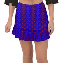 Blue Pattern Red Texture Fishtail Mini Chiffon Skirt