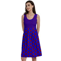 Blue Pattern Red Texture Classic Skater Dress