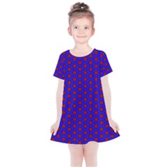 Blue Pattern Red Texture Kids  Simple Cotton Dress