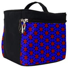 Blue Pattern Red Texture Make Up Travel Bag (big)