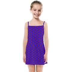 Blue Pattern Red Texture Kids  Summer Sun Dress