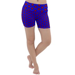 Blue Pattern Red Texture Lightweight Velour Yoga Shorts