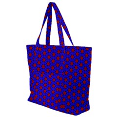 Blue Pattern Red Texture Zip Up Canvas Bag