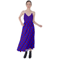 Blue Pattern Red Texture Tie Back Maxi Dress