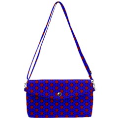 Blue Pattern Red Texture Removable Strap Clutch Bag