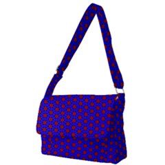 Blue Pattern Red Texture Full Print Messenger Bag (l)