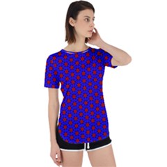 Blue Pattern Red Texture Perpetual Short Sleeve T-shirt