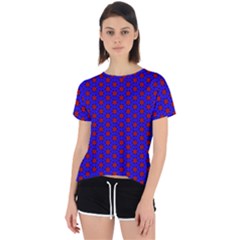 Blue Pattern Red Texture Open Back Sport T-shirt