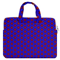 Blue Pattern Red Texture Macbook Pro 15  Double Pocket Laptop Bag 