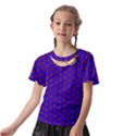 Blue Pattern Red Texture Kids  Front Cut T-Shirt View2