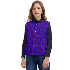 Blue Pattern Red Texture Kid s Button Up Puffer Vest	